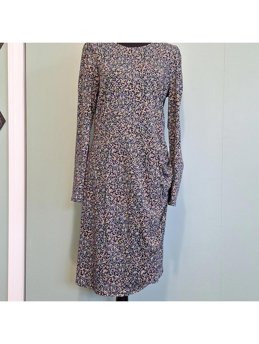Boden Rouched Side Floral Long Sleeve Dress Size 10